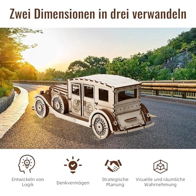 ACESOME 3D WOODEN PUZZLE VINTAGE CAR MODEL CAR, 3D PUZZLE ADULTS, MODEL KIT ADULT FOR HOME DECORATION, CHRISTMAS, BIRTHDAY, MEN WOMEN - Image 4